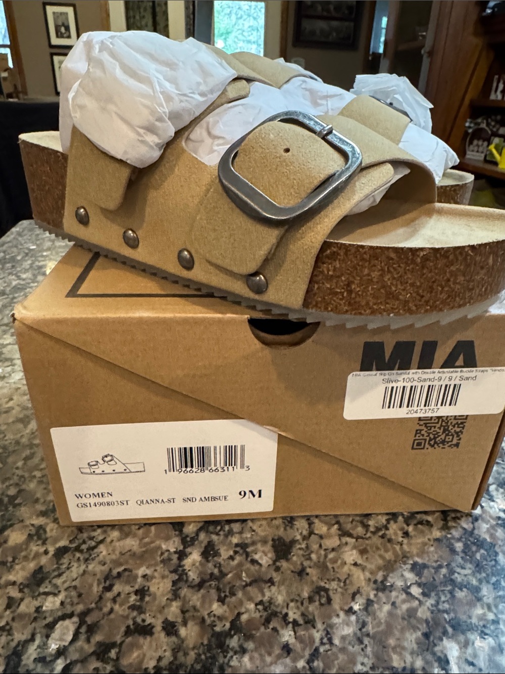 MIA sand colored buckle sandals size 9